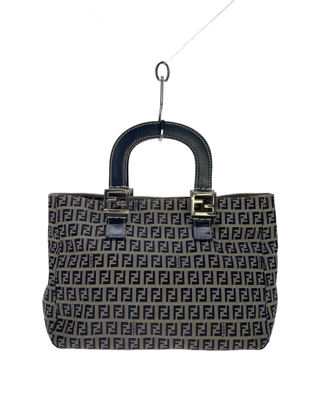 Fendi Zucchino Handbag Canvas Gray All over